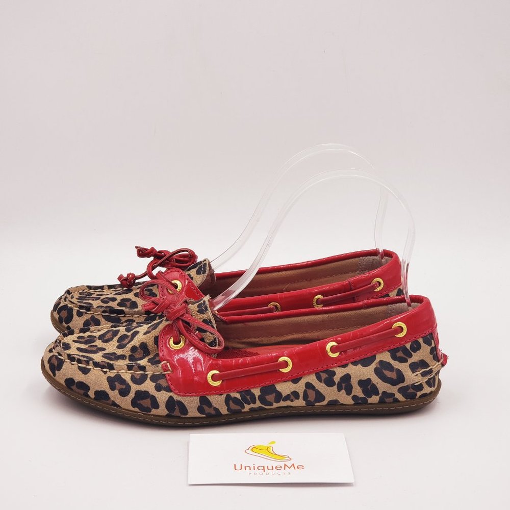 Sperry Leopard Print Red Flats A864 - image 3